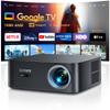 [1500 ANSI/Google TV/Voice Control]Smart Projector with WiFi 6 and Bluetooth, 4K Support, Outdoor Movie Proyector, 1080P Home Ceiling Auto Focus Projector, PUTRIMS K12 Gray view 1