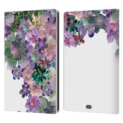 Head Case Designs Officially Licensed Monika Strigel Succulent My Garden Leather Wallet Case Compatible with Apple iPad Pro 11 M4/M5 2024/2025
