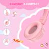 Cowyawn USB Type C Kids Headphones for School, Wired Toddler Headphones, 94dB Volume Limited, HD Stereo Sound, Foldable Lightweight On-Ear Wired Headphones for Kids/Children/Teens/Boys (Light Pink) view 3