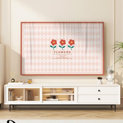 30"-80" TV Dust Cover for Curved/Flat Screen Indoor TV Screen Protector, Colorful Painting Printed Television Covers, Soft Fabric Decor(Size:47/48in(116x70cm),Color:A)