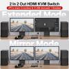 Unitek HDMI KVM Switch 2 Monitors 2 Computers 4K@60Hz USB 3.0 KVM Switches Share Dual HDMI Monitors 3 USB Ports for Keyboard Mouse Hard Drives Mic Headset Ports 2 Cable DC 5V Adapter Controller view 2