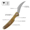 Cavol Mantis Flipper Pikal Knife,2.52" ELMAX Blade Folding Knife,Handmade Engraved Titanium Handle 4.2", EDC Pocket Knife (Yellow Engraved-Hyperfine Stonewashed) view 2