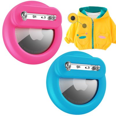Apple Airtag Holder for Kids, Air Tags-2 Pack Apple Kids Hidden Case, Airtag Tracker Holder with Safety Pins for Children, Hidden Inside Clothes, Shoe, Backpack(Luminous Pink+Luminous Blue)