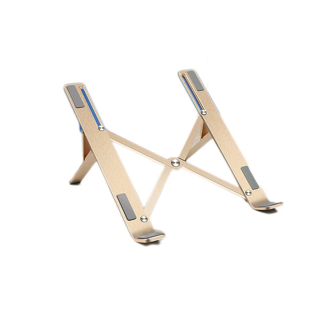EliteBloom Laptop Bracket Aluminum Alloy Desktop Heightening Bracket Radiator Cervical Spine Folding Portable Storage Support Shelf Base Durable,Gold