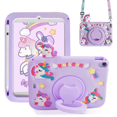ACEMO for iPad 10th Generation Case iPad Air 11 inch M3 M2 Kids Girl Cover with 360 Rotating Kickstand/Shoulder Strap/Pencil Holder for iPad 2022 10.9 inch/Air 11 inch 2025 2024 Purple