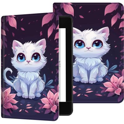 Case for 6.8" Kindle Paperwhite (11th Generation-2021/2023/2024), Slim PU Leather Adjustable Stand Smart Kindle Cover, with Auto Wake/Sleep for Kindle Paperwhite Signature Edition, Cute Kitten