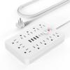 JouleLoom Power Strip Surge Protector with 11 Outlets, 4 USB and 2 USB C Ports, 5 Ft Extension Cord, Flat Plug, Wall Mount, Overload Protection Desk USB Charging Station for Home, OfficeWhite view 1