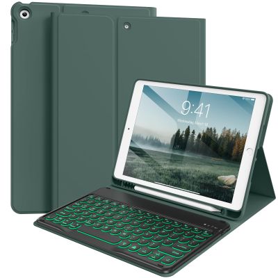 BQDIYOO Keyboard Case for iPad 9th/8th/7th Generation(2021/2020/2019) Detachable Wireless Bluetooth Keyboard Case for 10.2 inch iPad 9/8/7 Cover with Pencil Holder Auto Wake/Sleep, Dark Green