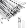 100 Pcs Metal Zip Ties 11.8 Inch, Heavy Duty 304 Stainless Steel Self-Locking Cable Ties, for Outdoor Fence, Cables, Pipes, Vehicles, Farms, Automotive Parts, Exhaust Wraps, Silver view 1