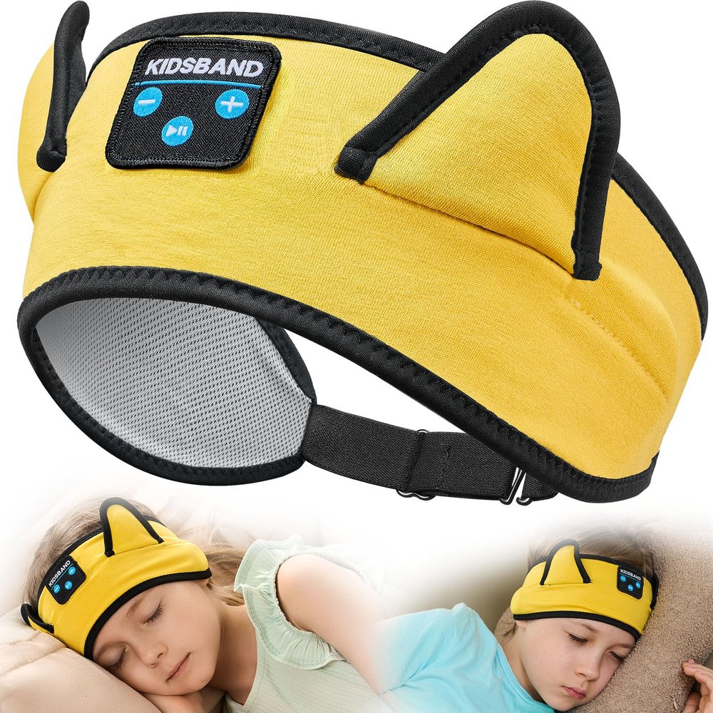 KIDSBAND Kids Headphones, Bluetooth Headband for Kids with Wired Playback 3.5 MM Jack for School, Travel