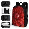 KLWQR Red Beautiful Flower Travel Backpack Lightweight Large Capacity Laptop Backpack Casual Daypack for Men Women view 3