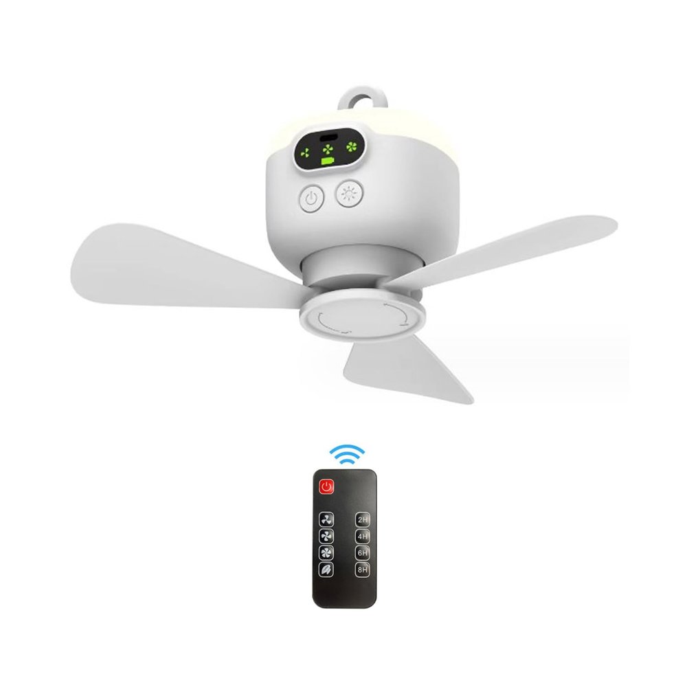 QIXIAMO USB Rechargeable Tent Fan USB Ceiling Fan Remote USB Power Ceiling Canopys Fan Hangings Fan 8000mAh Battery