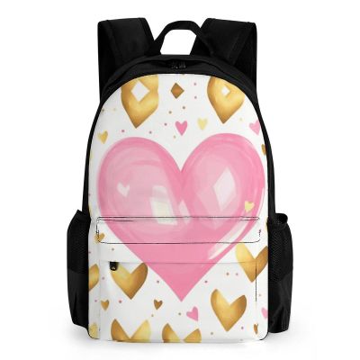 KLWQR Gold Heart Travel Backpack Lightweight Large Capacity Laptop Backpack Casual Daypack for Men Women