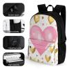 KLWQR Gold Heart Travel Backpack Lightweight Large Capacity Laptop Backpack Casual Daypack for Men Women view 3