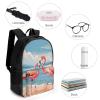 KLWQR Flamingo Beach Travel Backpack Lightweight Large Capacity Laptop Backpack Casual Daypack for Men Women view 4