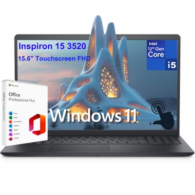 Dell Inspiron 15 3520 3000 15.6" Touchscreen FHD Laptop Computer, 12th Gen Intel 10-Core i5-1235U (Beat i7-1195G7), 16GB DDR4 RAM, 1TB PCIe SSD, WiFi, Windows 11 S, Microsoft Office Annual License