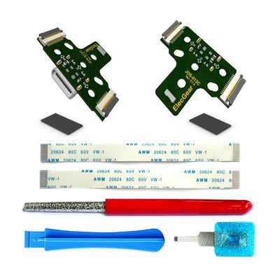 ElecGear 2X USB C Charging Port PCB for 1st Gen PS4 Controller, Upgrade DS4 from Micro-USB Input Port to USB Type-C Connector Adaptor Replacement for JDS-001, JDS-011, JDS-030, Flex Cable Repair Tool