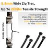 11 Inch Long Zip Ties (100 Pieces) Heavy Duty UV Resistant 200lbs Cable Tie Wraps Black Industrial Zip Ties Thick Nylon Wire Ties Large Plastic Zipties for Cable Management, Outdoor Use view 3