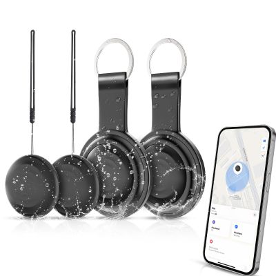 4 Pack Key Finder Tracker Tag, Item Locator Works with Apple (iOS only) Finder for Bag Luggage Wallet (Black)
