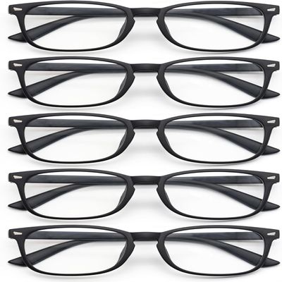 WINTOO Blue Light Glasses for Woman Men | 99% Blue Light Blocking Glasses for Computer Gaming TV Phone Screen Square Frame | Anti Eyestrain & UV Glare Protection - 5 Pairs