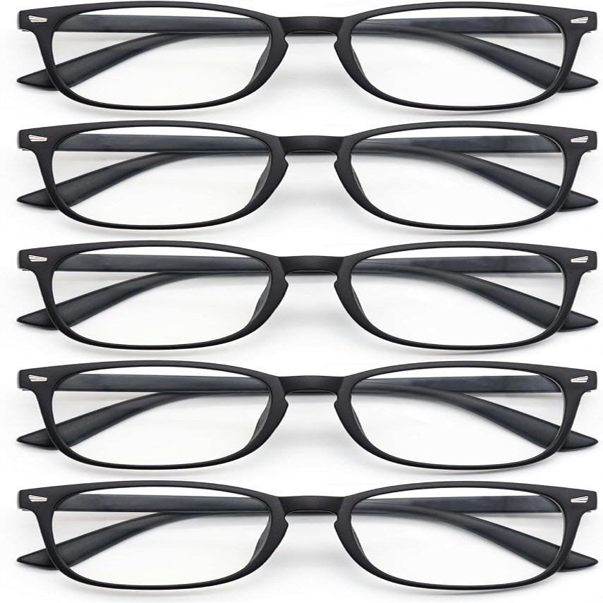 WINTOO Blue Light Glasses for Woman Men | 99% Blue Light Blocking Glasses for Computer Gaming TV Phone Screen Square Frame | Anti Eyestrain & UV Glare Protection - 5 Pairs