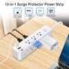 15FT Power Strip Surge Protector, 12-in-1 Power Bar with Multiple Outlets, 9 Outlet 3 USB Ports, Flat Plug Power Strip Surge Protector, Multi Outlet Wall Plug for Travel, College, Dorm Room Essentials view 2