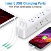 15FT Power Strip Surge Protector, 12-in-1 Power Bar with Multiple Outlets, 9 Outlet 3 USB Ports, Flat Plug Power Strip Surge Protector, Multi Outlet Wall Plug for Travel, College, Dorm Room Essentials view 3