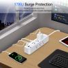 15FT Power Strip Surge Protector, 12-in-1 Power Bar with Multiple Outlets, 9 Outlet 3 USB Ports, Flat Plug Power Strip Surge Protector, Multi Outlet Wall Plug for Travel, College, Dorm Room Essentials view 4