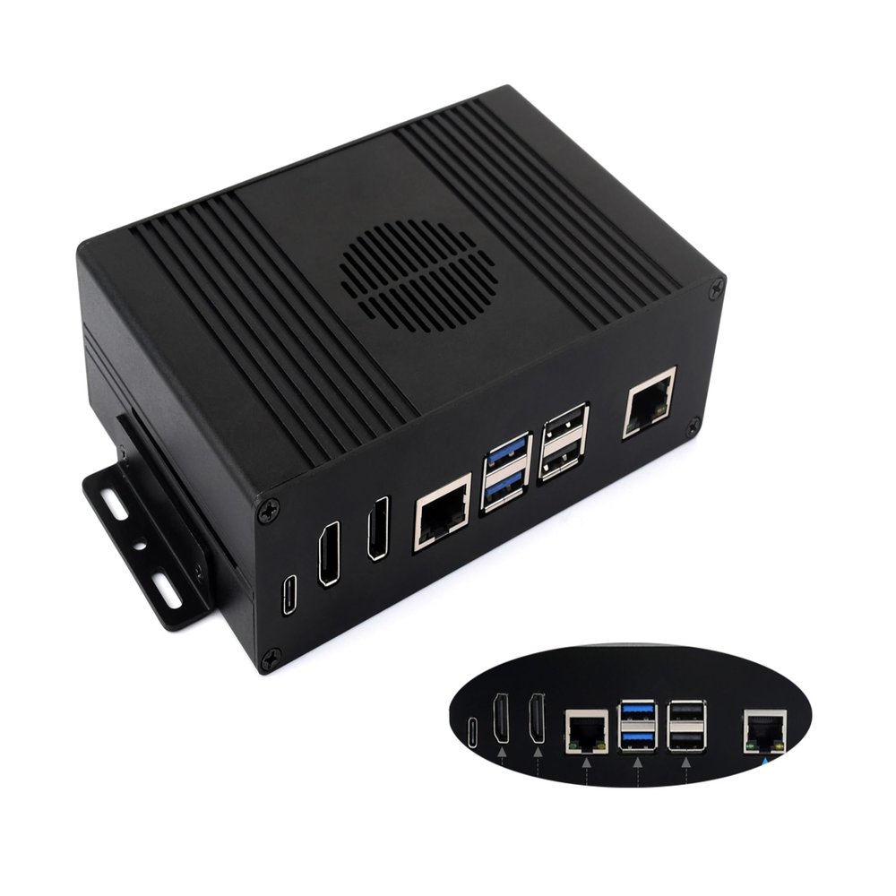 Multi-Functional All-in-One Mini-Computer Kit Compatible with Raspberry Pi 5, Pi5 PCIe Box Includes Aluminum Alloy Case, PCIe to Gigabit ETH Adapter, Pi5 HDMI and Type-C Adapter Board