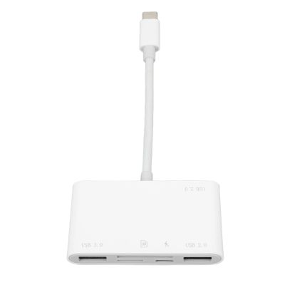 6 in 1 Memory Card Reader, Plug and Play High Speed USB C Smart Camera Storage Card Adapter, with USB 3.0, 2 USB 2.0 Ports, for Phones Laptop Computers