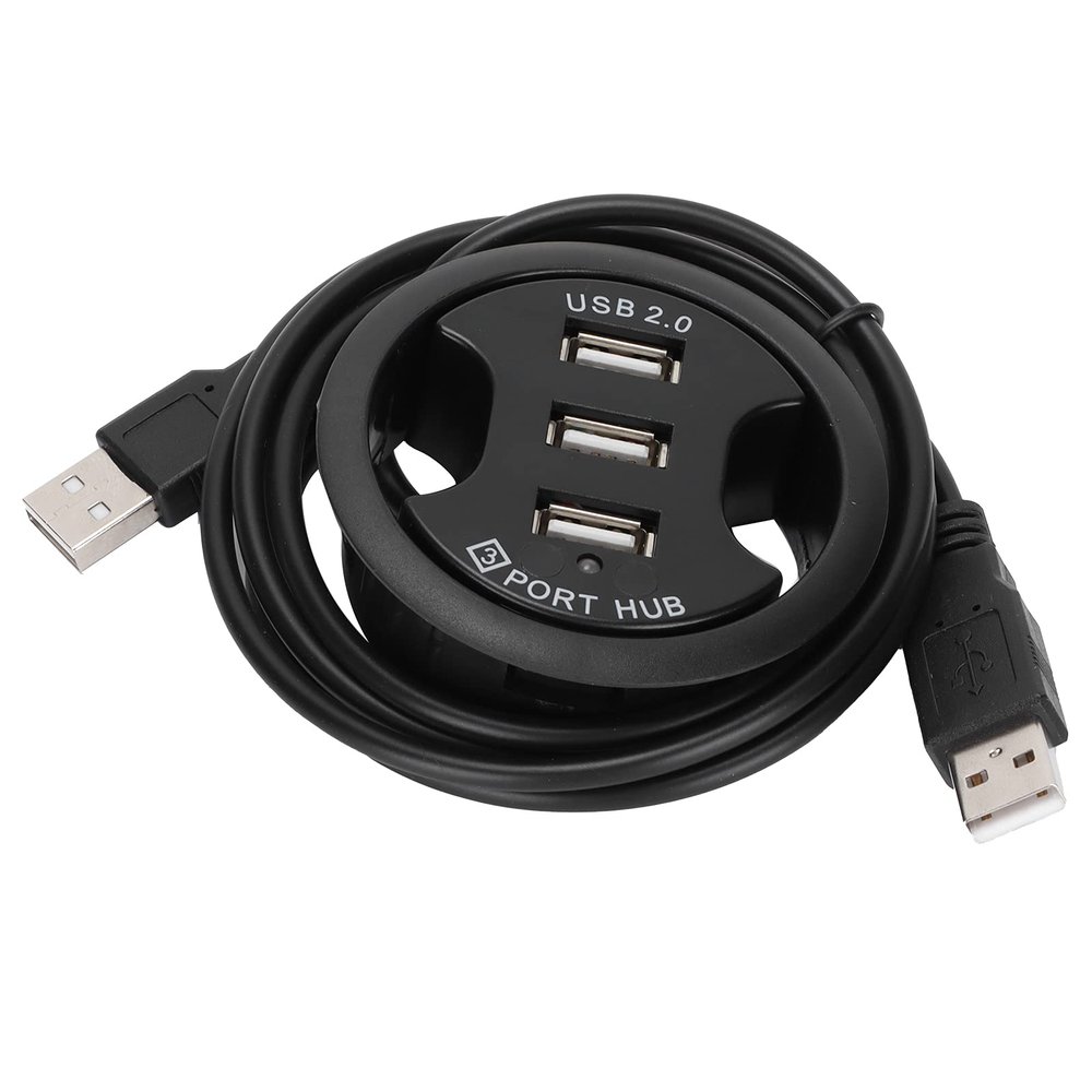 USB 2.0 Hub 3 Port for Desktop Grommet Hole, USB Power Charging and Station with 5ft Extension Cable for Phone, Tablet