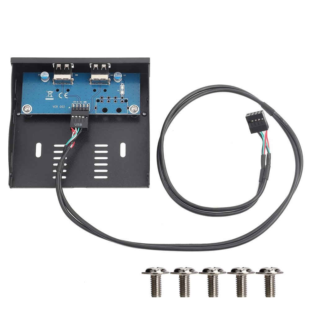 3.5 Inch USB2.0 2 Port 9-pin Tinned Copper Wire Floppy Drive Front Panel, for Desk Top Host with No Front USB Interface