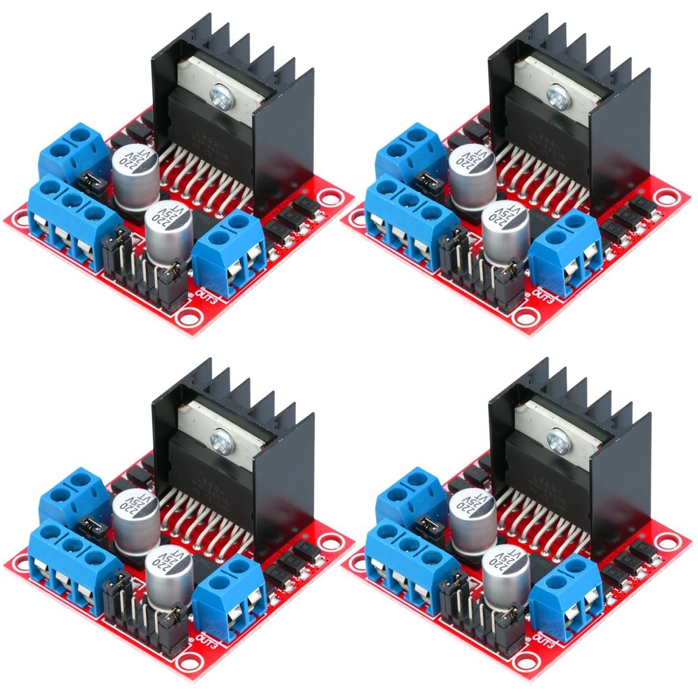 MTDELE 4 Pcs L298N Motor Driver Controller Board Module DC Stepper Motors Compatible with for Arduino Smart Car Power UNO MEGA R3 Mega2560
