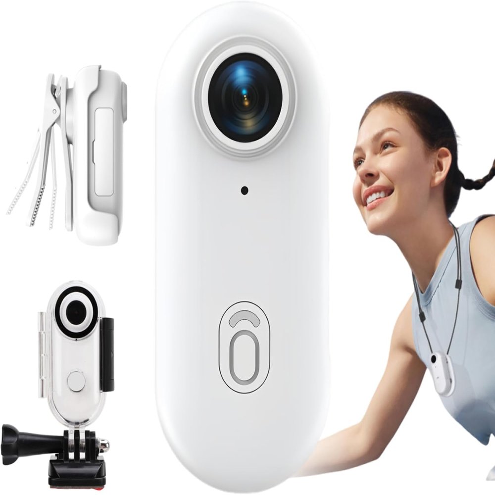 4K 8MP Pet Collar Camera, Wearable Action Camera, 120 Wide Angle Helmet Camera with Underwater Case for Outdoor Sports, White