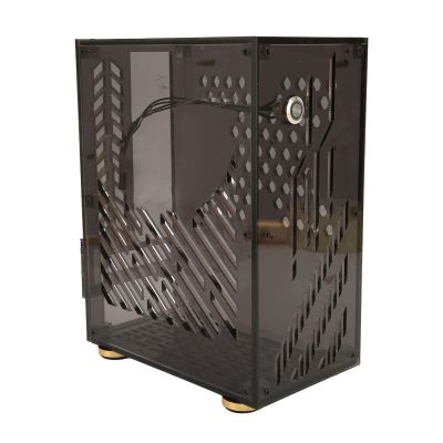 Mini ITX PC Case, ITX Computer Case with 4.3L Capacity, 360 Cooling, Clear Side Panel, Gaming PC Case for Flex 1U Power 2.5in SSD (Black)