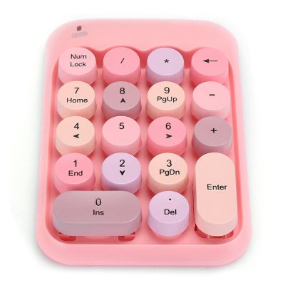 Wisoqu Numeric Keypad, Number Pad 18-Keys Vintage Colorful Round Mini Portable Numpad Financial Accounting Keyboard for Laptop and Desktop Pc