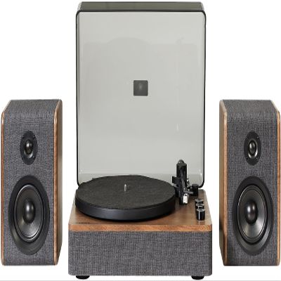 Crosley CR7501A-CL Nocturne 2-Speed Bluetooth Record Player Turntable with Matching Stereo Speakers, Charcoal