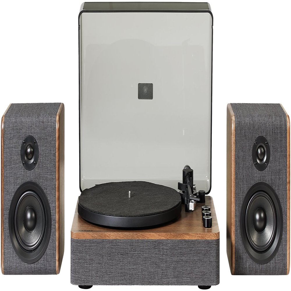 Crosley CR7501A-CL Nocturne 2-Speed Bluetooth Record Player Turntable with Matching Stereo Speakers, Charcoal