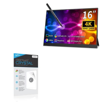 BoxWave Screen Protector Compatible with Magedok 4k OLED Touchscreen Portable Monitor (16 in) - ClearTouch Crystal (2-Pack), HD Film Skin - Shields from Scratches