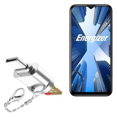 BoxWave Adapter Compatible with Energizer Ultimate 65G - Micro SD Card miniReader, USB Type-C OTG Reader USB3.0 Adapter Keychain - Metallic Silver