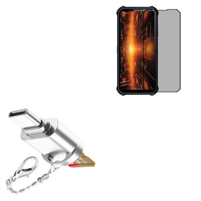 BoxWave Adapter Compatible with Energizer Hard Case P28K - Micro SD Card miniReader, USB Type-C OTG Reader USB3.0 Adapter Keychain - Metallic Silver