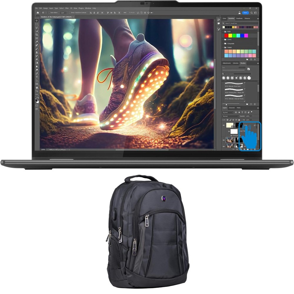 Lenovo Yoga 7i Home & Business 2-in-1 Laptop (Intel Core Ultra 7 155U 12-Core, 16.0" 60 Hz Touch Wide UXGA (1920x1200), Intel Graphics, 16GB LPDDR5X 7466MHz RAM, Win 11 Home) with Premium Backpack