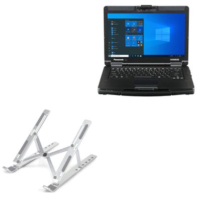 BoxWave Stand and Mount Compatible with Panasonic Toughbook FZ-55 (14 in) - Compact QuickSwitch Stand, Portable Multi Angle Viewing Foldable Riser - Metallic Silver