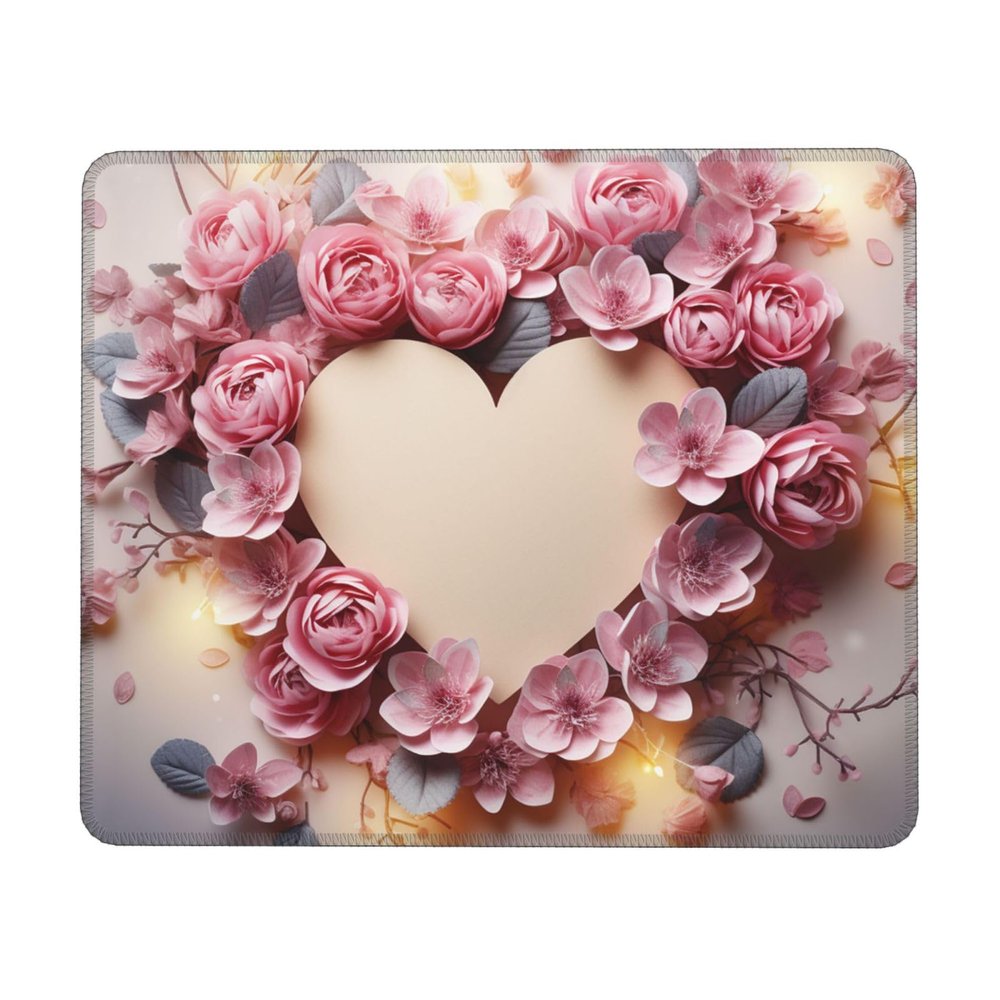 Mousepad Small MouseMat with Anti-Slip Rubber Base Card Heart Shape Flowers MousePads for Man Woman Computer Mousepad for Wireless Mouses Keyboard Mat Gaming Desk Pad for Home 7.9 x 9.5 in