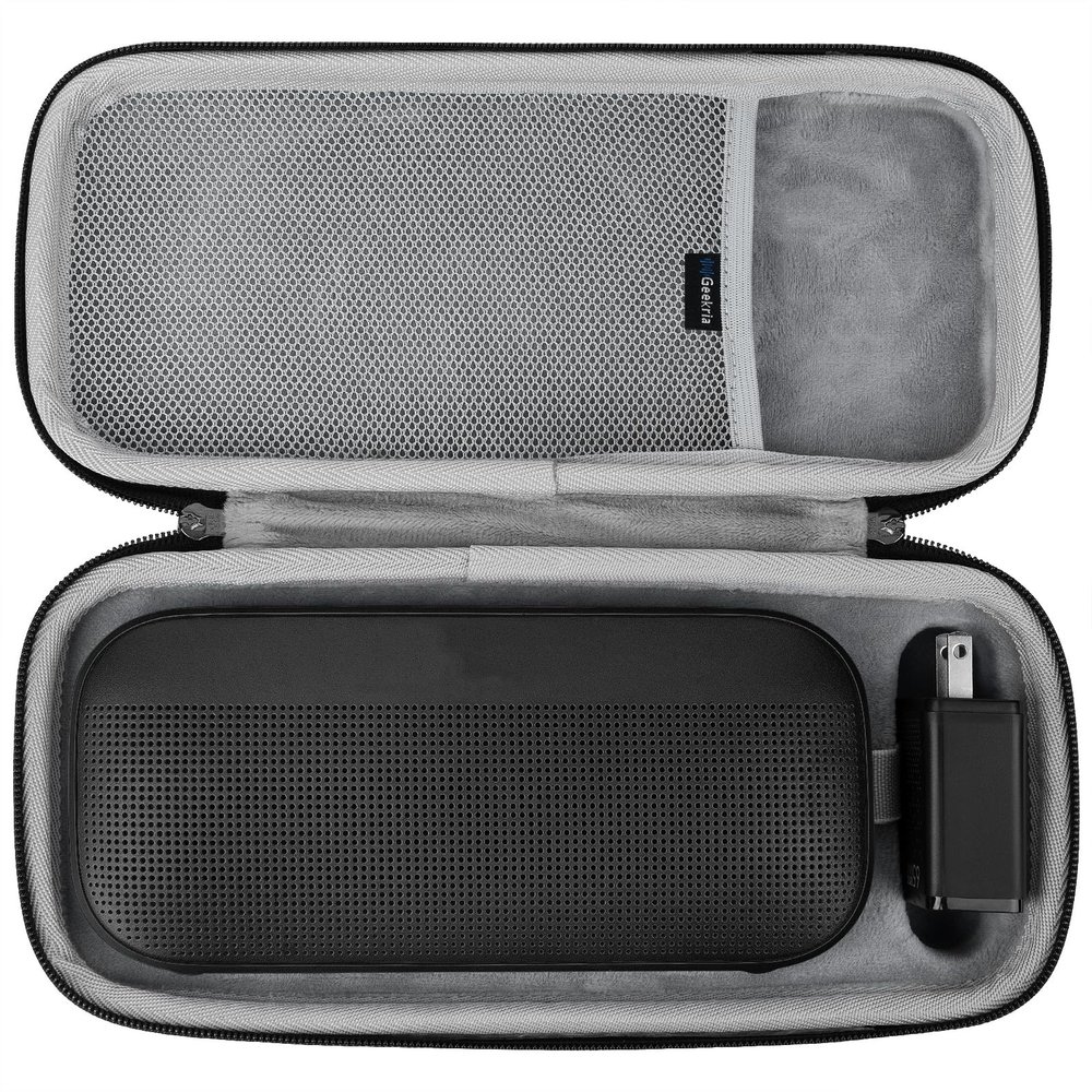 Geekria Shield Speaker Case Compatible with Bose New SoundLink Flex 2nd Gen/SoundLink Flex Cover, Replacement Travel Hard Shell Portable Speaker Protective Carrying Bag (Dark Grey)