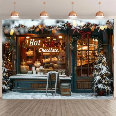 10x8ft Christmas Photography Background Candy Store Christmas Tree Wreath Party Holiday Holiday Decorations Supplies Winter Children Photography Photos Portrait backdrops