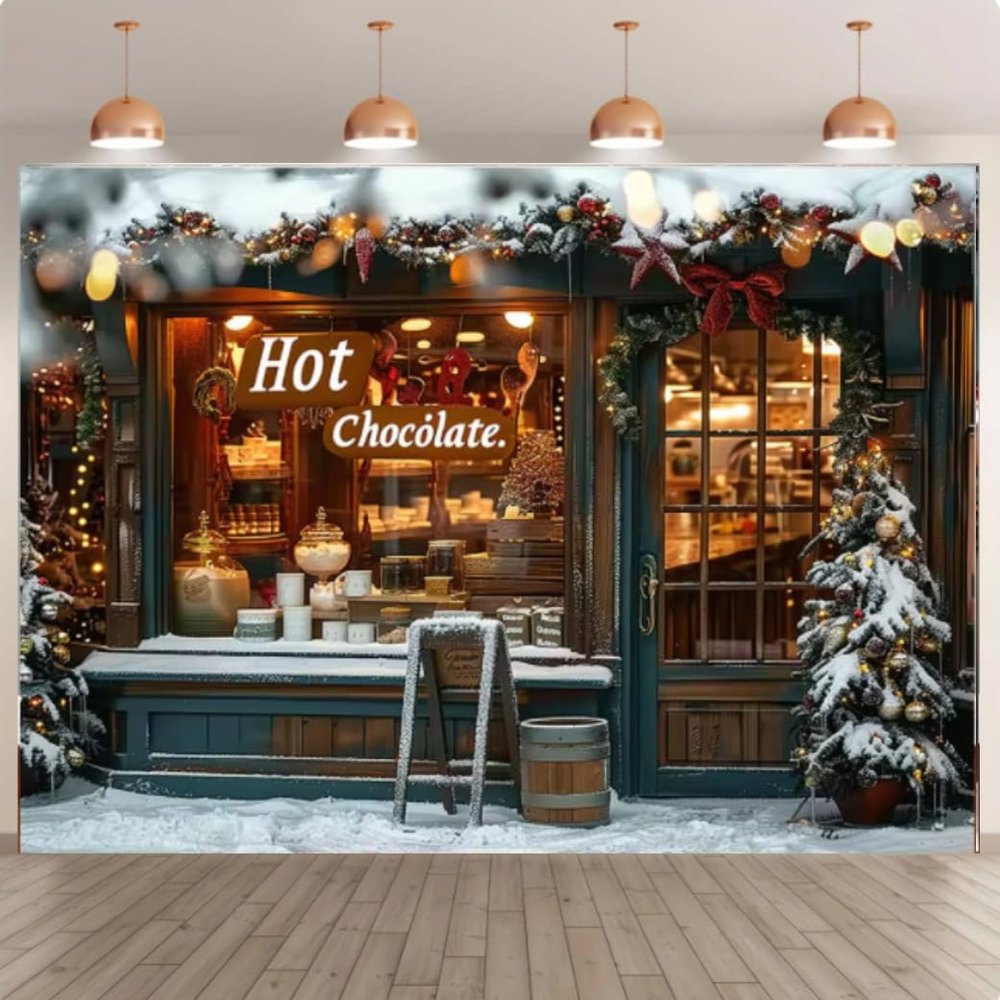 10x8ft Christmas Photography Background Candy Store Christmas Tree Wreath Party Holiday Holiday Decorations Supplies Winter Children Photography Photos Portrait backdrops