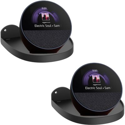 Aokicase Echo Spot Stand, Black, 2 Pieces - Compatible with Amazon Echo Spot Generation, Wall Mount Holder with Integrated Cable Management, No Screws Required