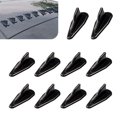 Shark Fin Shark Fin Set Kit Compatible with Spoiler Roof Wing Air Vortex Generator, Car Spoiler Roof Tail Wing Air Vortex Antenna, Self-Adhesive Mounting External Antenna Accessories (Black)