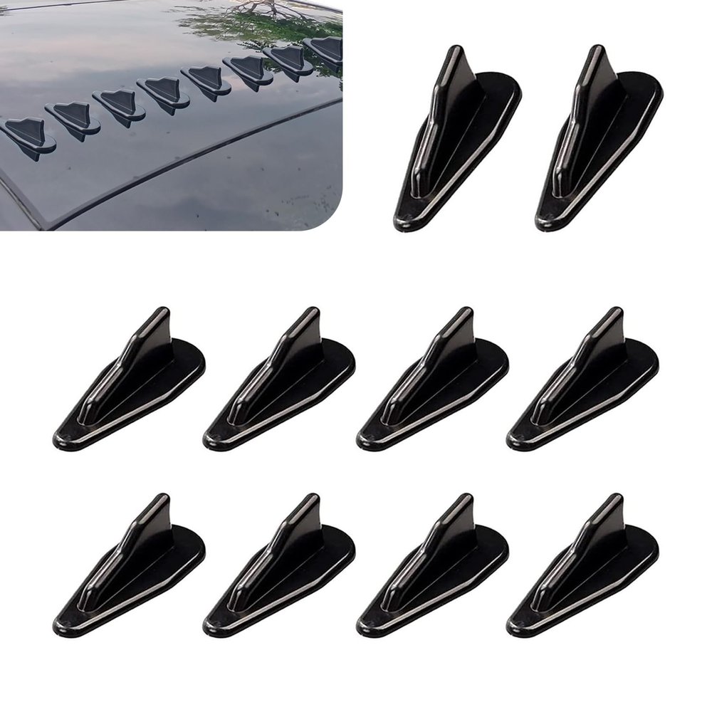 Shark Fin Shark Fin Set Kit Compatible with Spoiler Roof Wing Air Vortex Generator, Car Spoiler Roof Tail Wing Air Vortex Antenna, Self-Adhesive Mounting External Antenna Accessories (Black)